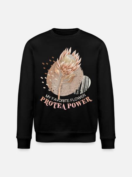 Protea, botanical illustration, saying - Stanley/Stella ROLLER Unisex Organic Sweatshirt - black
