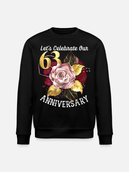 63ste verjaardag, jubileumviering, huwelijksverjaardag - Stanley/Stella Uniseks bio-sweatshirt ROLLER - zwart