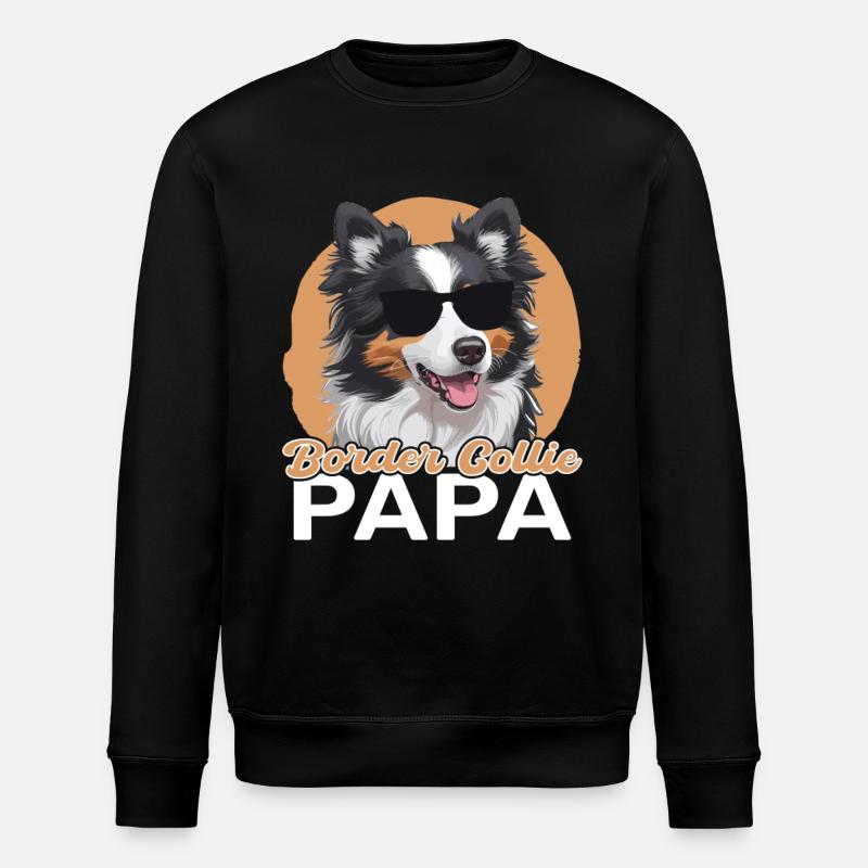 Border Collie Papa - Stanley/Stella Unisex Bio-Sweatshirt ROLLER - Schwarz