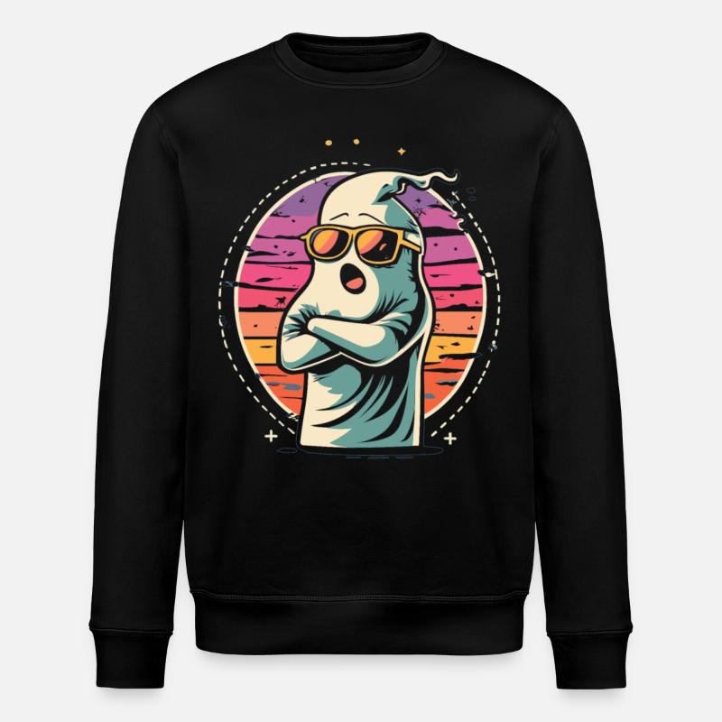 Retro-Sonnen-Gespenst: Spukhaft cool zu Halloween - Stanley/Stella Unisex Bio-Sweatshirt ROLLER - Schwarz