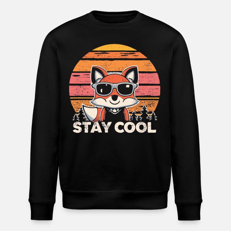 Chilling in fox style - Stanley/Stella ROLLER Unisex Organic Sweatshirt - black