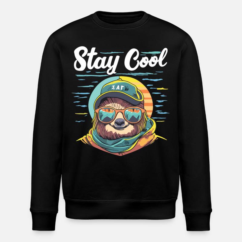 Relaxed sloth: STAY COOL - Stanley/Stella ROLLER Unisex Organic Sweatshirt - black