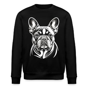 Göttliche Anmut: Der Französischen Dogge in Weiß - Stanley/Stella Unisex Bio-Sweatshirt ROLLER - Schwarz - Vorne - Nik (191cm)