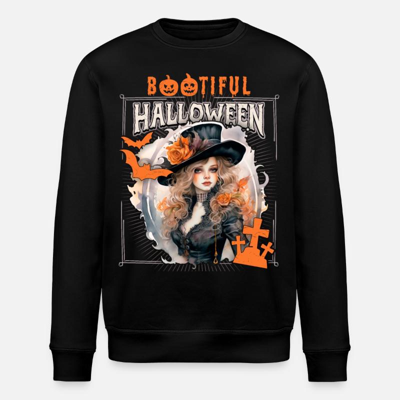 Gothic Halloween Witch, Saying Bootiful - Stanley/Stella ROLLER Unisex Organic Sweatshirt - black