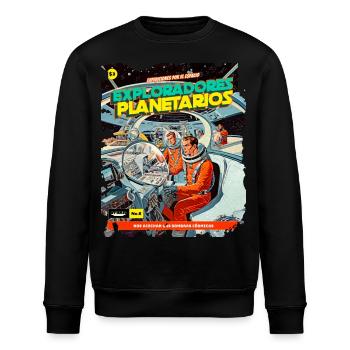 Comic, Comicstrip, 50er Jahre, Weltraum Abenteuer - Stanley/Stella Unisex Bio-Sweatshirt ROLLER - Schwarz - Vorne - Nik (191cm)