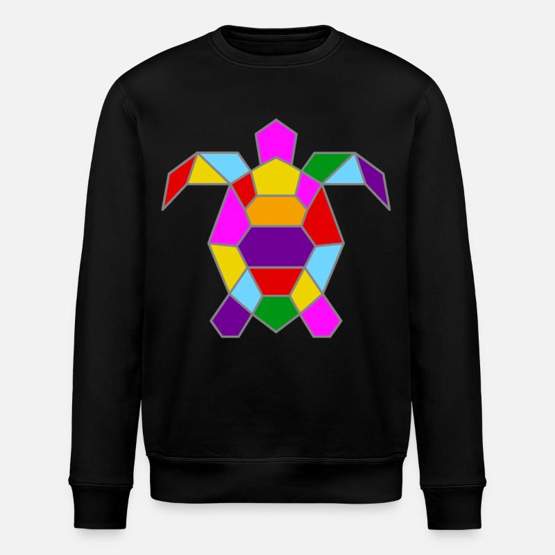 Geometrische bunte Schildkröte / Geschenkidee - Stanley/Stella Unisex Bio-Sweatshirt ROLLER - Schwarz