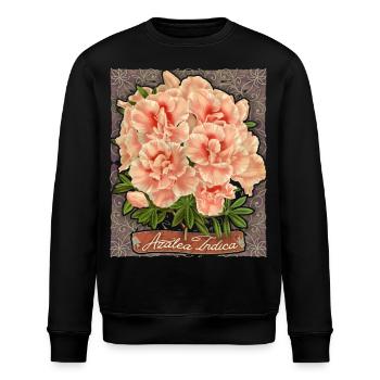 Azalée indienne rose, vintage rétro, Azalée Indica - Sweat bio ROLLER Stanley/Stella Unisexe - noir - Devant - Nik (191cm)