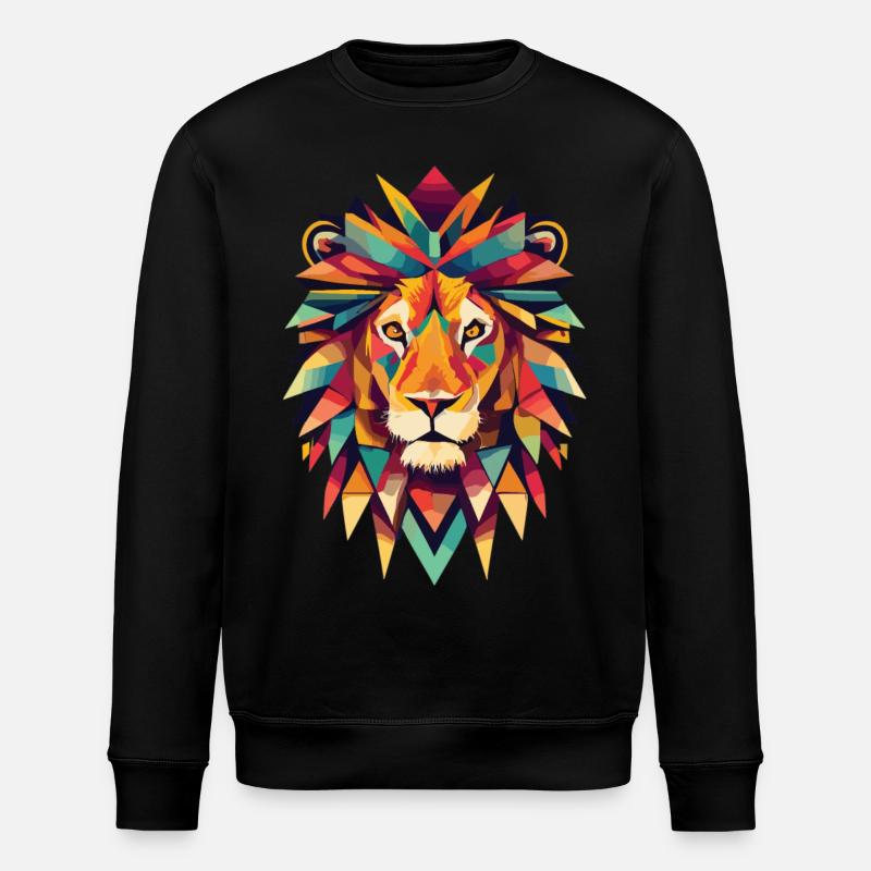 Geometric Lion Head - Stanley/Stella ROLLER Unisex Organic Sweatshirt - black