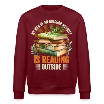 Sport, sportlich, Freizeitsport Buch, Lesen Spruch - Stanley/Stella Unisex Bio-Sweatshirt ROLLER - Burgunderrot - Vorne - Nik (191cm)