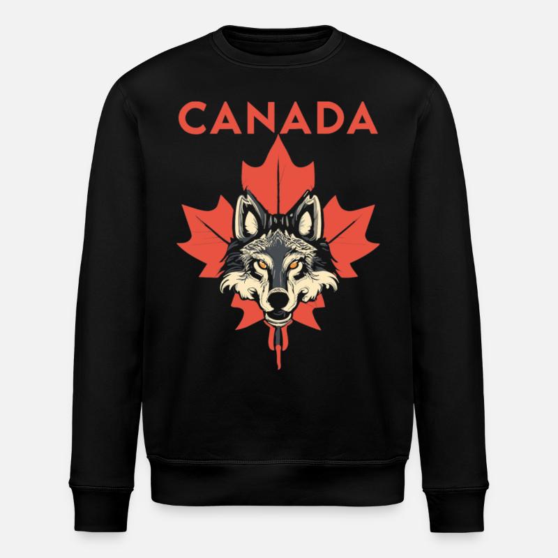 Canada Wolf Maple Leaf - Stanley/Stella ROLLER Unisex Organic Sweatshirt - black