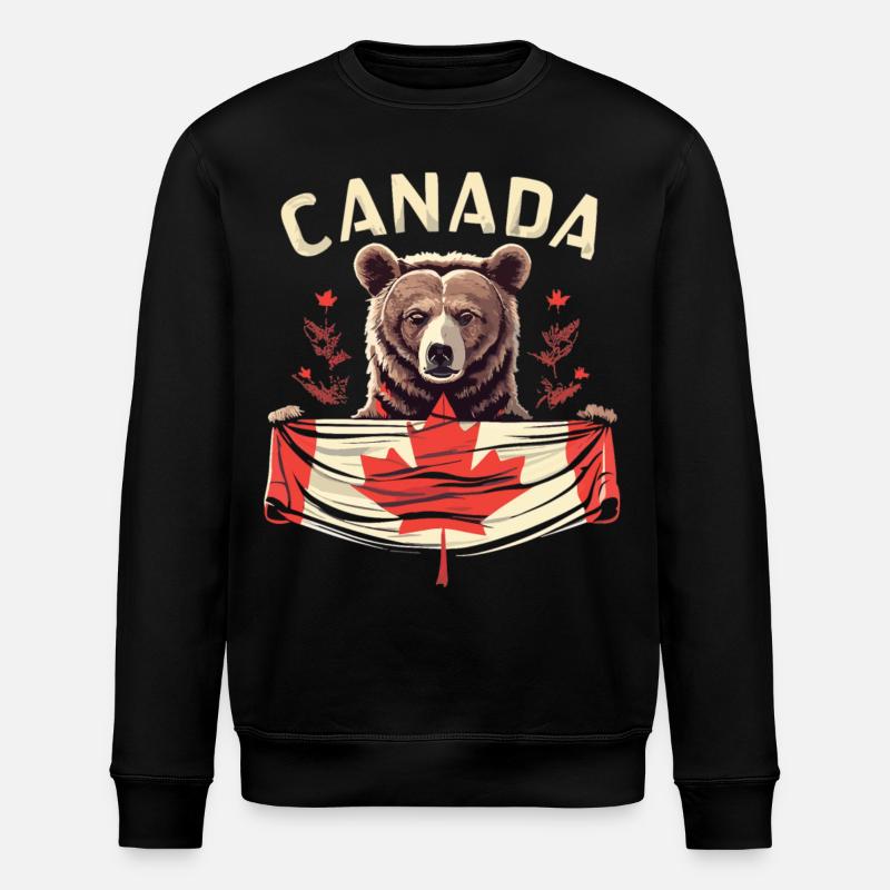 Canada Bear Flag - Stanley/Stella ROLLER Unisex Organic Sweatshirt - black