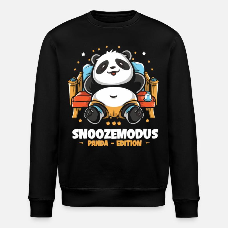 Relaxation with pandas - Stanley/Stella ROLLER Unisex Organic Sweatshirt - black