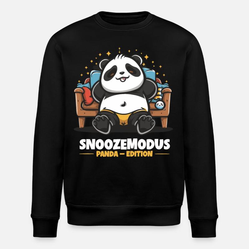Snooze Mode - Panda Edition - Stanley/Stella ROLLER Unisex Organic Sweatshirt - black