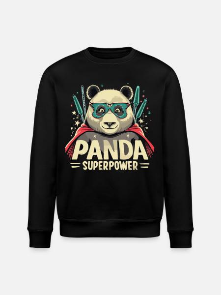 Panda Superhero - Stanley/Stella ROLLER Unisex Organic Sweatshirt - black