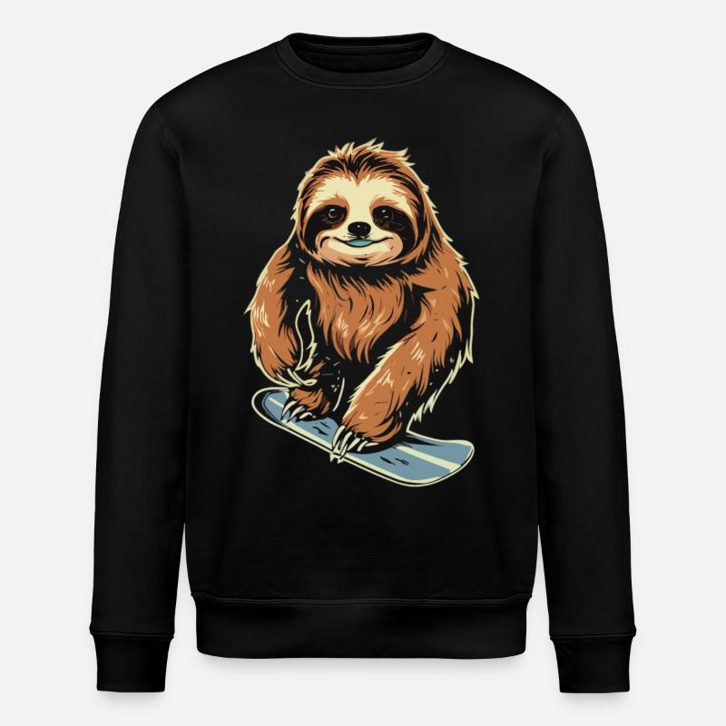 Snowboard Sloth : Descente fraîche - Sweat bio ROLLER Stanley/Stella Unisexe - noir