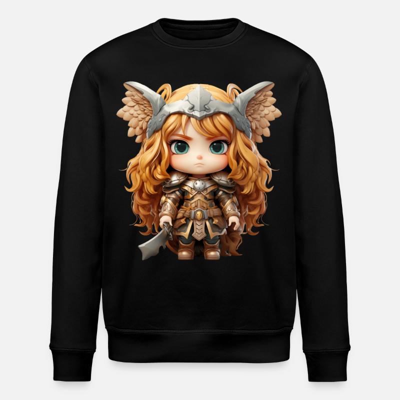 Anja den stolte vikingkrigeren. - Stanley/Stella ROLLER økologisk unisex-sweatshirt - svart