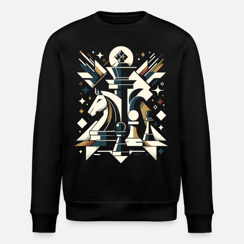 Geometric Chess Master Design - Stanley/Stella ROLLER Unisex Organic Sweatshirt - black