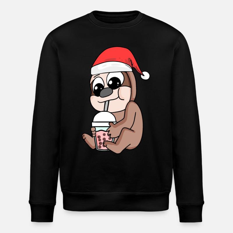Sloth Christmas Bubble Tea - Stanley/Stella ROLLER Unisex Organic Sweatshirt - black