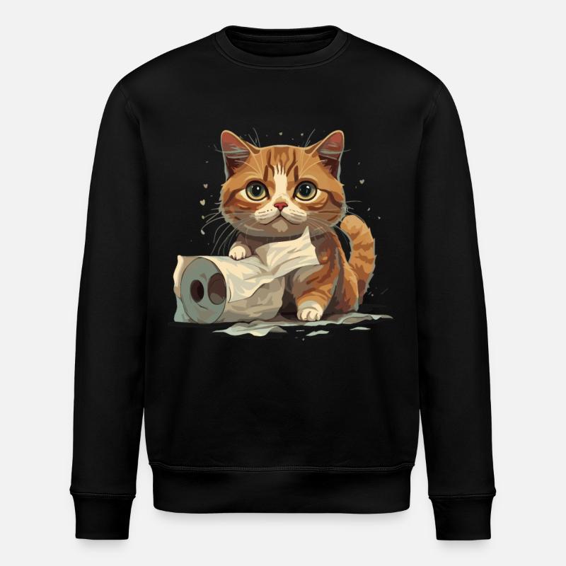 Playful Kitten: Toilet Fun - Stanley/Stella ROLLER Unisex Organic Sweatshirt - black
