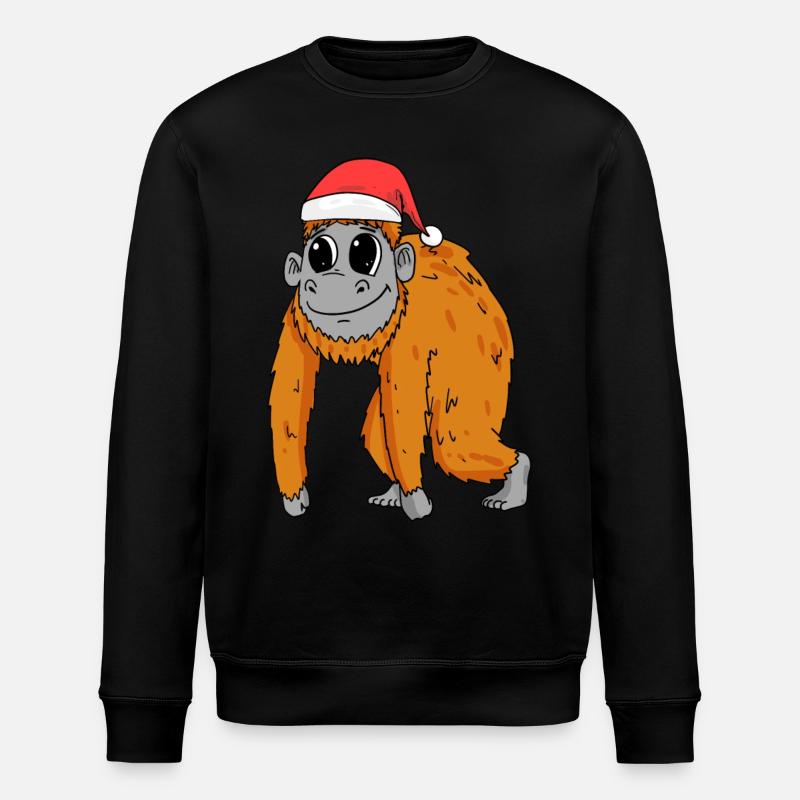 Monkey Christmas - Stanley/Stella ROLLER Unisex Organic Sweatshirt - black