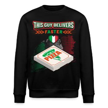 Lustiger Pizza Spruch für Pizza Lieferant - Stanley/Stella Unisex Bio-Sweatshirt ROLLER - Schwarz - Vorne - Nik (191cm)