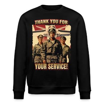 USA Veteran, Militär Kampf, Flugzeug Flagge Spruch - Stanley/Stella Unisex Bio-Sweatshirt ROLLER - Schwarz - Vorne - Nik (191cm)
