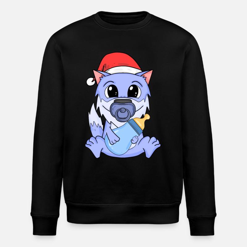 Bébé loup Noël - Sweat bio ROLLER Stanley/Stella Unisexe - noir