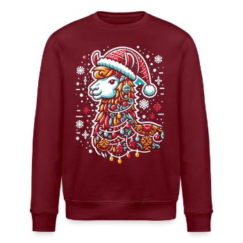 Weihnachtslama: Frohes Fest - Stanley/Stella Unisex Bio-Sweatshirt ROLLER - Burgunderrot - Vorne - Nik (191cm)