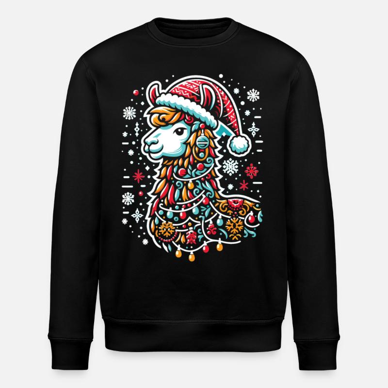 Christmas Llama: Merry Christmas - Stanley/Stella ROLLER Unisex Organic Sweatshirt - black