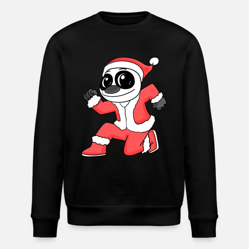 Panda Kuscheltier Weihnachten - Stanley/Stella Unisex Bio-Sweatshirt ROLLER - Schwarz