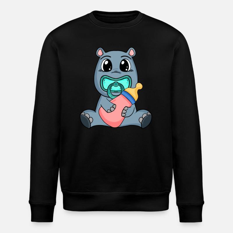 Baby Nilpferd Motiv - Stanley/Stella Unisex Bio-Sweatshirt ROLLER - Schwarz