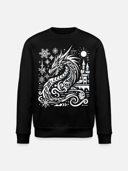 Eisdrache im Schneeglanz - Stanley/Stella Unisex Bio-Sweatshirt ROLLER - Schwarz