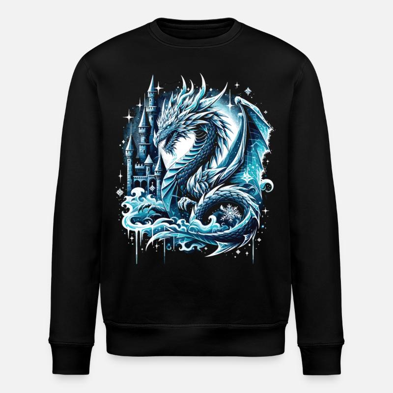 Frostiger Schattendrache Eisdrache - Stanley/Stella Unisex Bio-Sweatshirt ROLLER - Schwarz