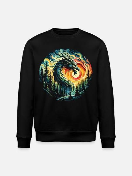 Sunrise with dragon - Stanley/Stella ROLLER Unisex Organic Sweatshirt - black