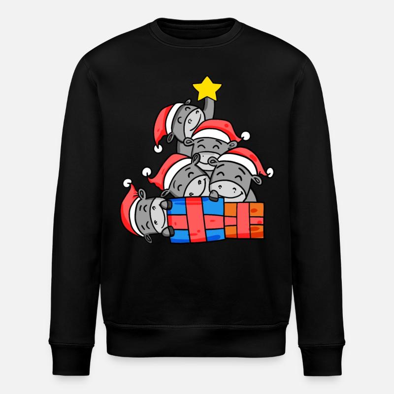 Donkey Christmas Tree Christmas - Stanley/Stella ROLLER Unisex Organic Sweatshirt - black
