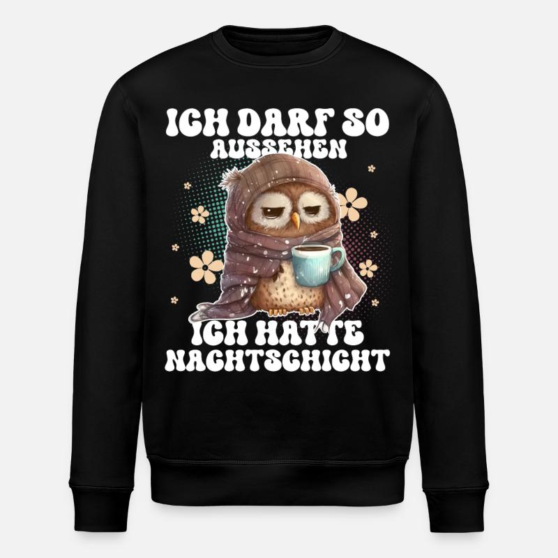 Nachtschicht Eule Kaffee Müde - Stanley/Stella Unisex Bio-Sweatshirt ROLLER - Schwarz