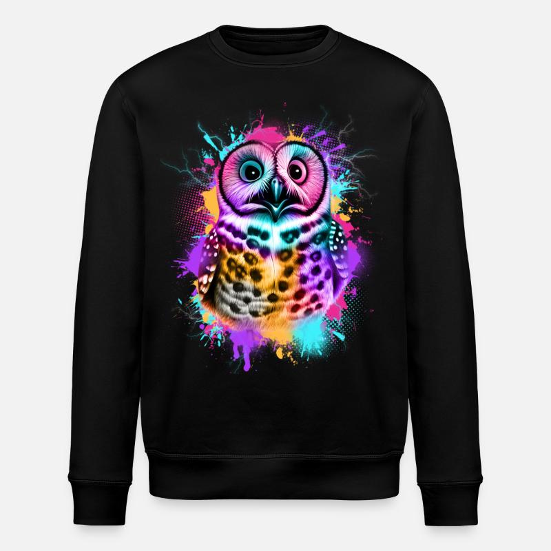 Eule Bunte Graffiti Eule - Stanley/Stella Unisex Bio-Sweatshirt ROLLER - Schwarz