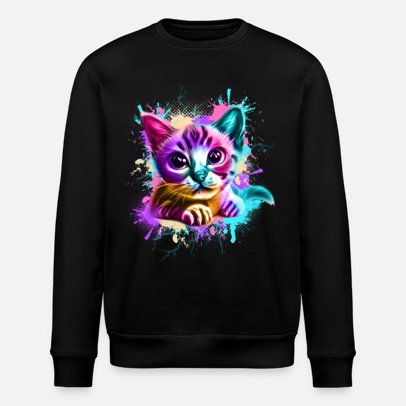 Katze Graffiti Bunt - Stanley/Stella Unisex Bio-Sweatshirt ROLLER - Schwarz
