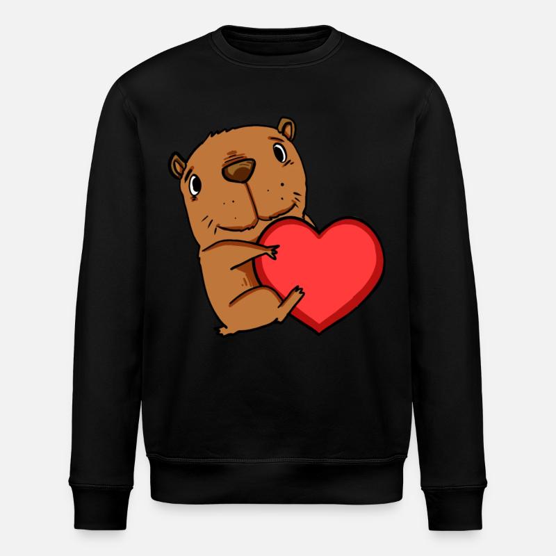 Capybara Capybara Amour du cœur - Sweat bio ROLLER Stanley/Stella Unisexe - noir