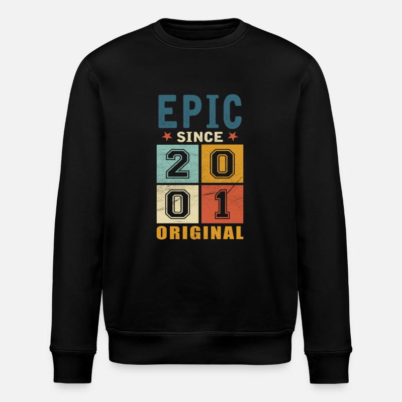 2001 Birthday Epic since - Stanley/Stella ROLLER Unisex Organic Sweatshirt - black