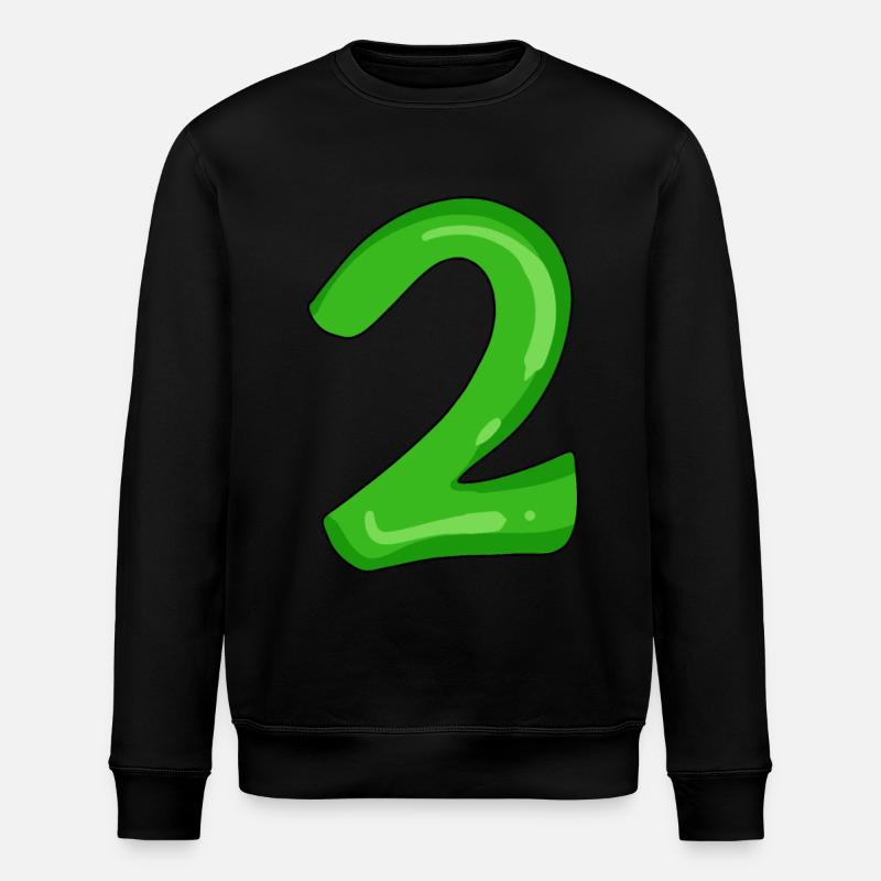 Two - 2 - Number Number - Stanley/Stella ROLLER Unisex Organic Sweatshirt - black