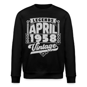 Jahrgangsgeschenk Jubiläum April 1958, April 1958 - Stanley/Stella Unisex Bio-Sweatshirt ROLLER - Schwarz - Vorne - Nik (191cm)