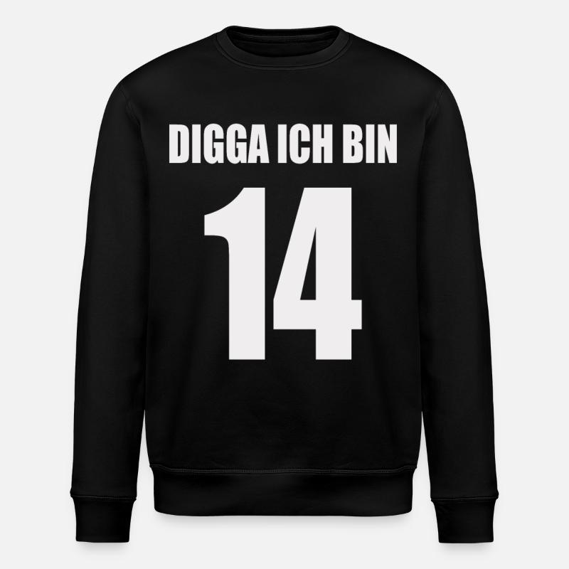 Digga ich bin 14 - Stanley/Stella Unisex Bio-Sweatshirt ROLLER - Schwarz