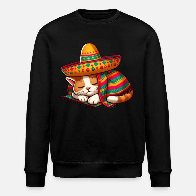 cinco de mayo katze - Stanley/Stella Unisex Bio-Sweatshirt ROLLER - Schwarz