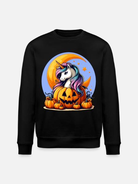 Halloween Einhorn - Stanley/Stella Unisex Bio-Sweatshirt ROLLER - Schwarz