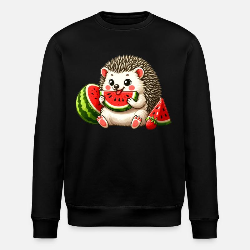 Hérisson aime la pastèque - Sweat bio ROLLER Stanley/Stella Unisexe - noir
