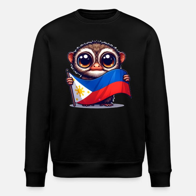 Tarsier with Philippine flag - Stanley/Stella ROLLER Unisex Organic Sweatshirt - black
