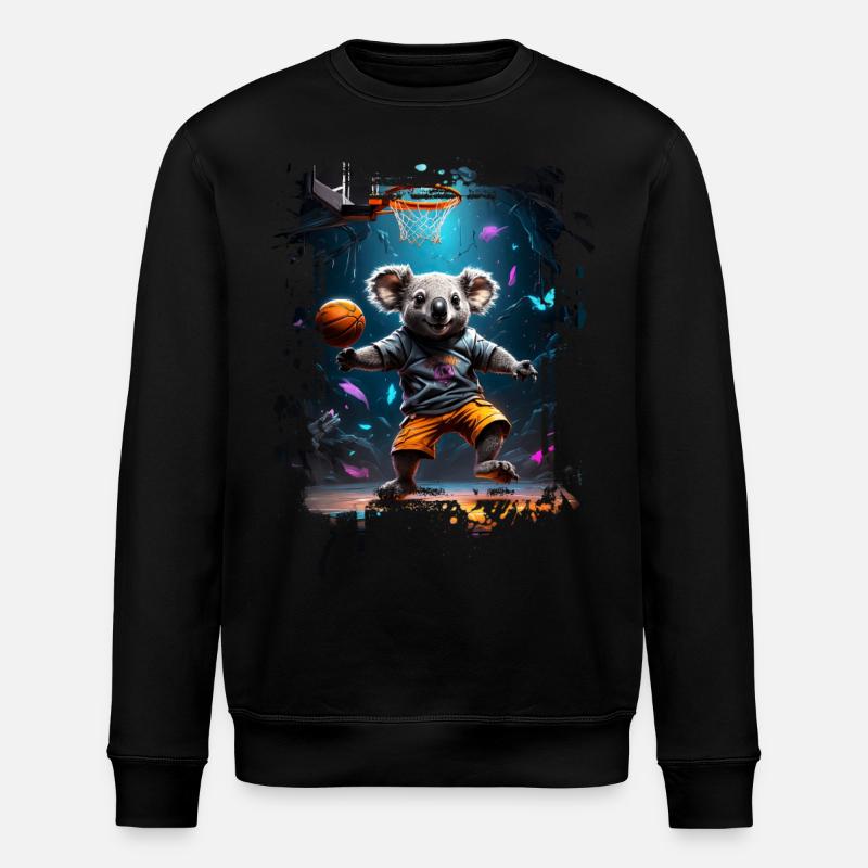 Basketball Koala - Stanley/Stella ROLLER Unisex Organic Sweatshirt - black