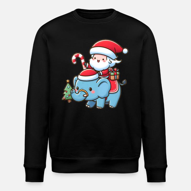 Père Noël mignon sur éléphant - Sweat bio ROLLER Stanley/Stella Unisexe - noir