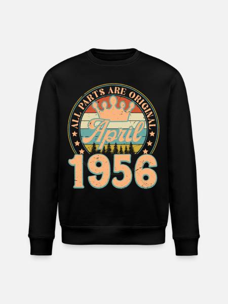 April 1956. April 1956 April fødselsdagsgave - Stanley/Stella økologisk unisex-sweatshirt ROLLER - sort